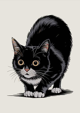 Alert Black Cat Illustration