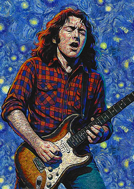 Guitarist in Van Gogh Style