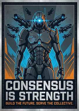 Futuristic Robot Propaganda Poster