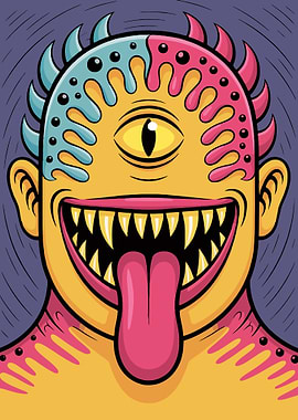 One-Eyed Monster with Tongue Out