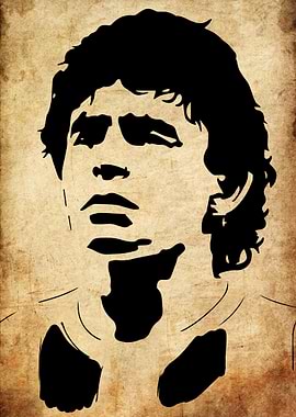 Diego Maradona Portrait Silhouette Art