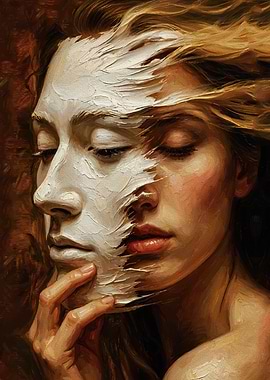 Woman with Mask Painting