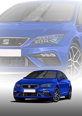 Blue Seat Leon Fr Illustration