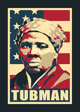 Harriet Tubman Portrait with American Flag