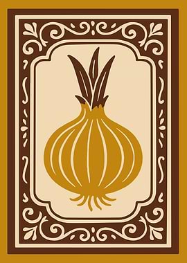 Onion Illustration in Decorative Frame
