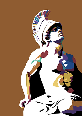Spartan Warrior Statue Retro Vintage Pop Art