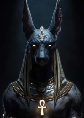 Anubis Portrait with Ankh