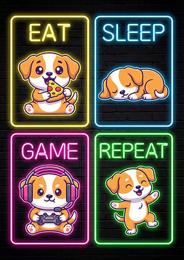 Eat Sleep Game Repeat Dog