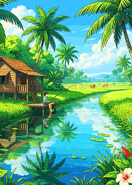 Tropical Fishing Scene