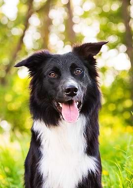 Happy Border Collie Portrait Outdoors