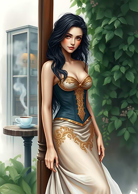 Elegant Woman in Corset Dress