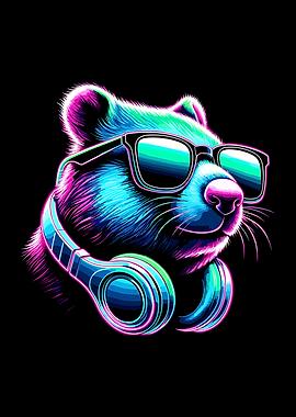 Cool Wombat with Headphones and Glasses
