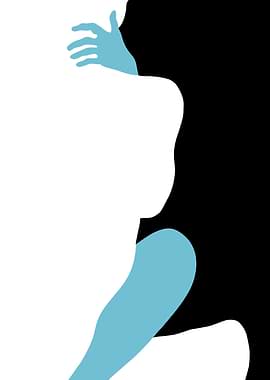 Abstract Figure in Black, White, and Blue