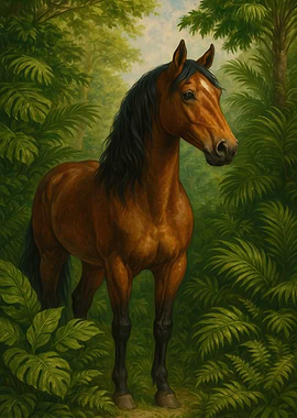 Horse in Jungle Painting