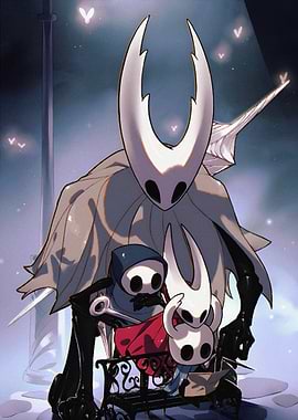 Hollow Knight characters on a bench