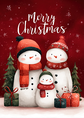 Snowman Family Merry Christmas