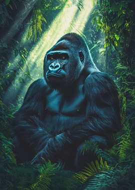 Majestic Gorilla in Lush Jungle