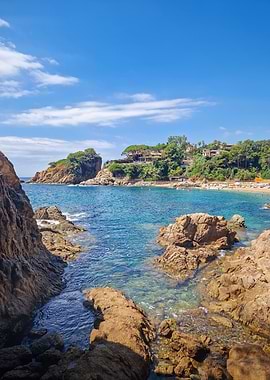 Coastal Beach Scene with Rocks