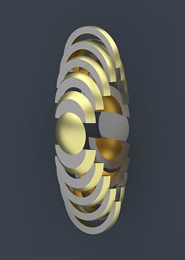 Abstract Golden and Gray Geometric Shape