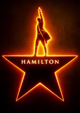 Hamilton Musical Neon Star Silhouette