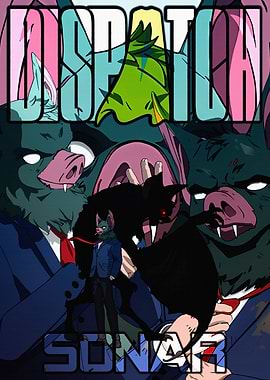 Dispatch Sonar Anthropomorphic Bat Illustration