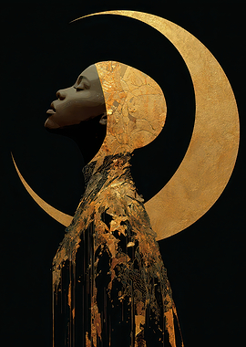 Golden Woman with Crescent Moon