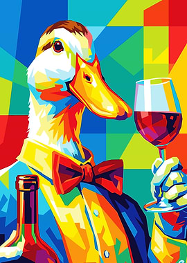 Duck with Wine Pop Art