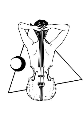 Cello Woman Black and White Art