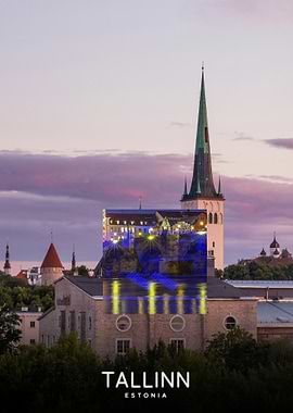 Tallinn, Estonia cityscape at dusk