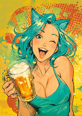 Anime Girl with Beer