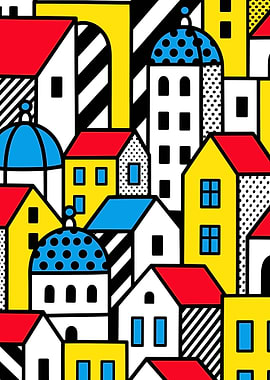 Colorful Abstract Cityscape Pattern