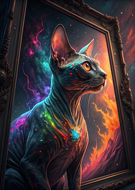 Cosmic Sphynx Cat Portrait