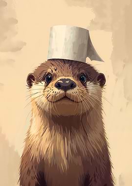 Otter with Toilet Paper Hat