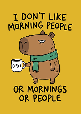 Grumpy Morning Capybara with Coffee