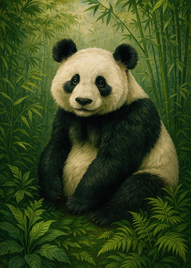 Panda in Bamboo Forest