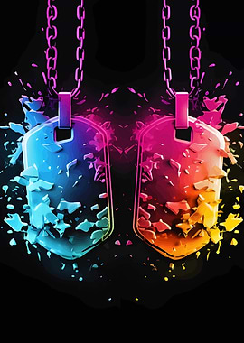 Colorful Shattered Dog Tags