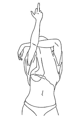 Minimalist Line Art - Middle Finger