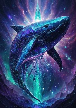 Celestial Crystal Whale — Cosmic Fantasy Illustration