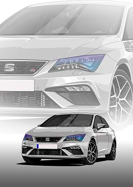 White SEAT Leon Fr Illustration