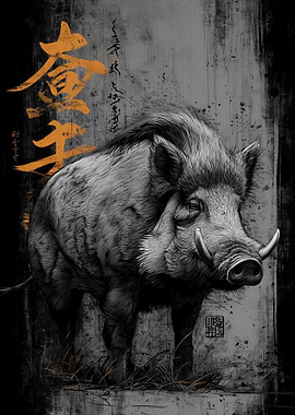 Ukiyo Minimalism Boar