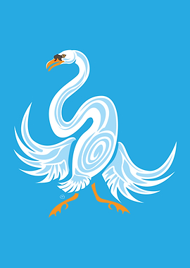 Stylized Swan Illustration on Blue Background