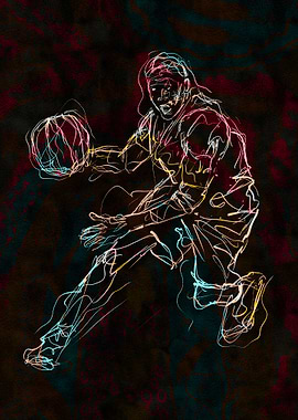 Basketball Player Line Art