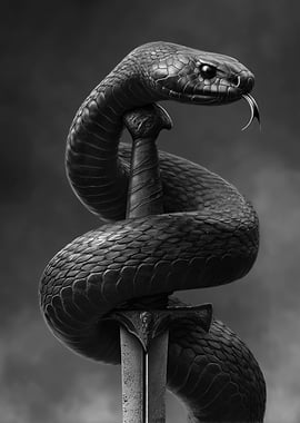 Snake Coiled Around Sword