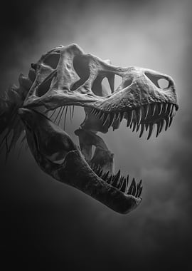 Tyrannosaurus Rex Skull in Black and White