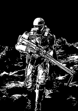 Monochrome Soldier with Rifle