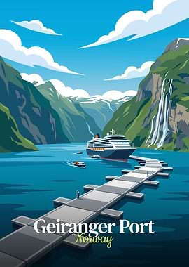 Geiranger Port Norway Travel Poster