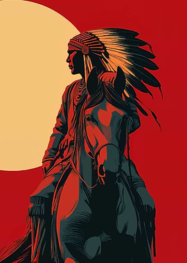 Native American Chief on Horseback