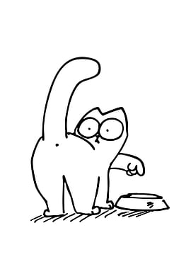 Cartoon Cat with Food Bowl