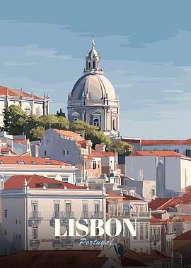 Lisbon, Portugal Cityscape Illustration