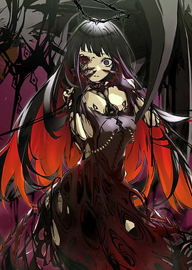 Dark Anime Girl with Barbed Wire